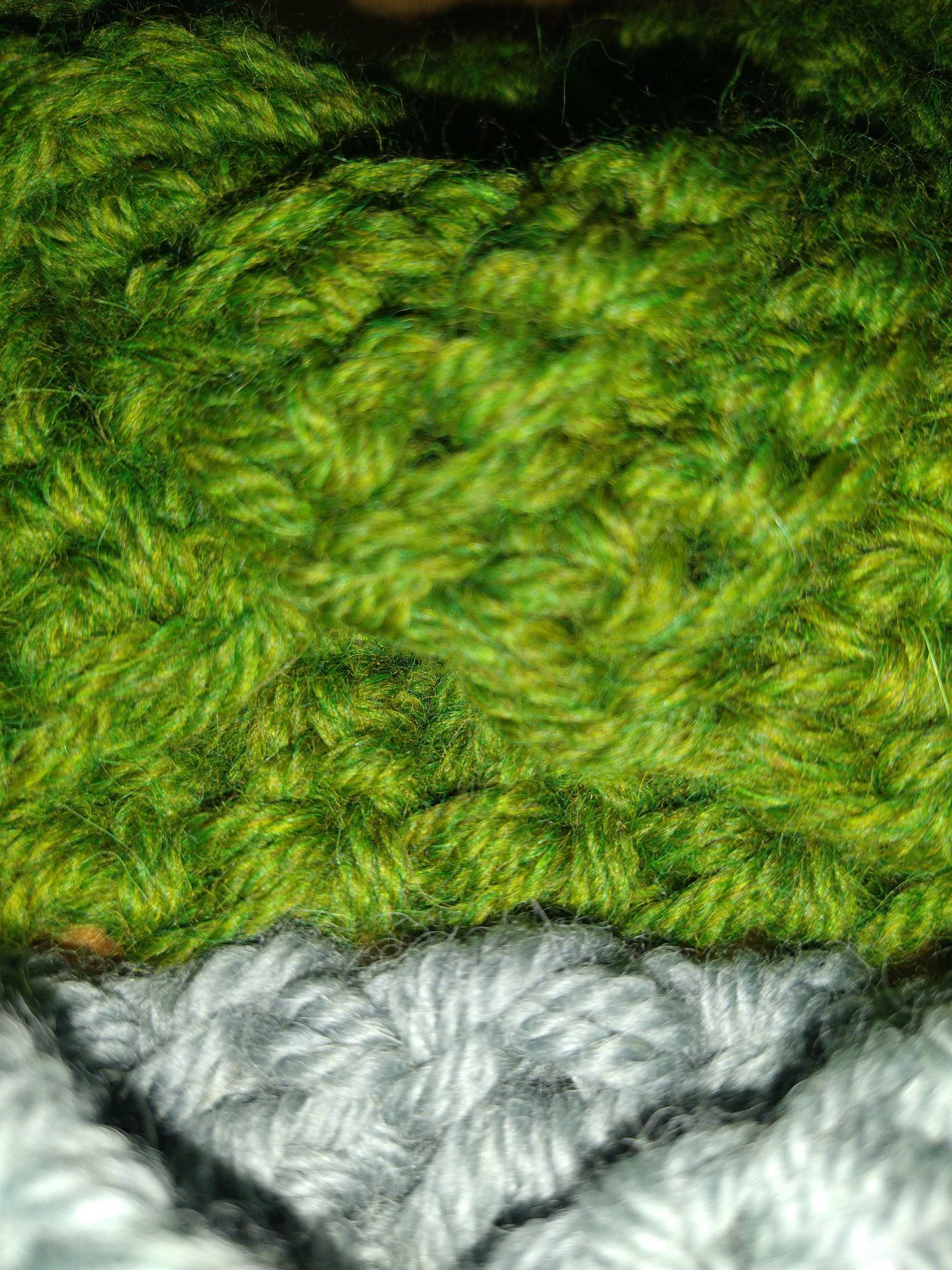 Ręcznie robiona opaska zimowa wełniana ciepła gruba handmade zielona