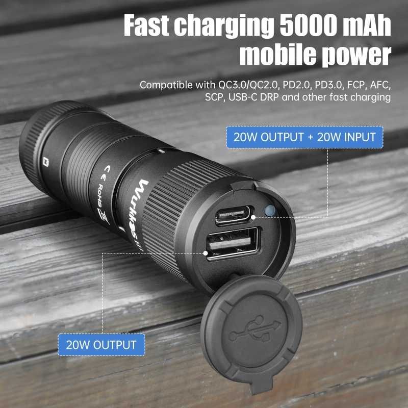 Wurkkos H1A przenośny powerbank z klipsem z akumulatorem 5000mA