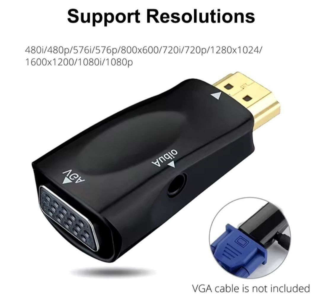 Конвертер адаптер HDMI to VGA з AUDIO виходом