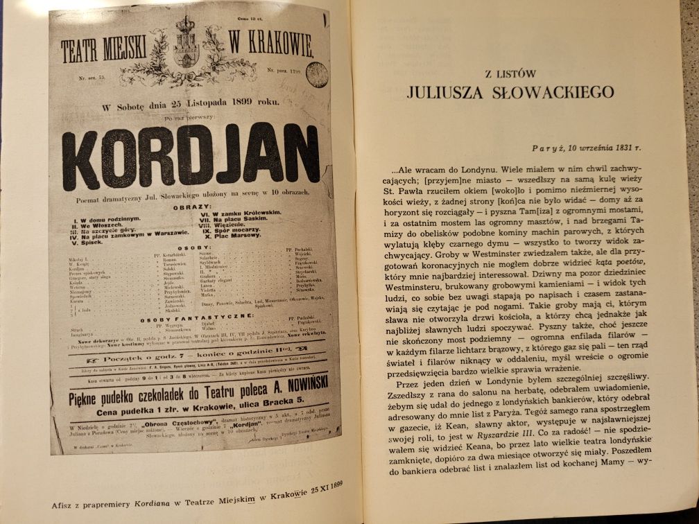 Program spektaklu Kordian K.Dejmek 1965 Teatr Narodowy