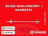 Zestaw ściąg + nakrętki talerzowe ankra drut zbrojenie szalunek pręt