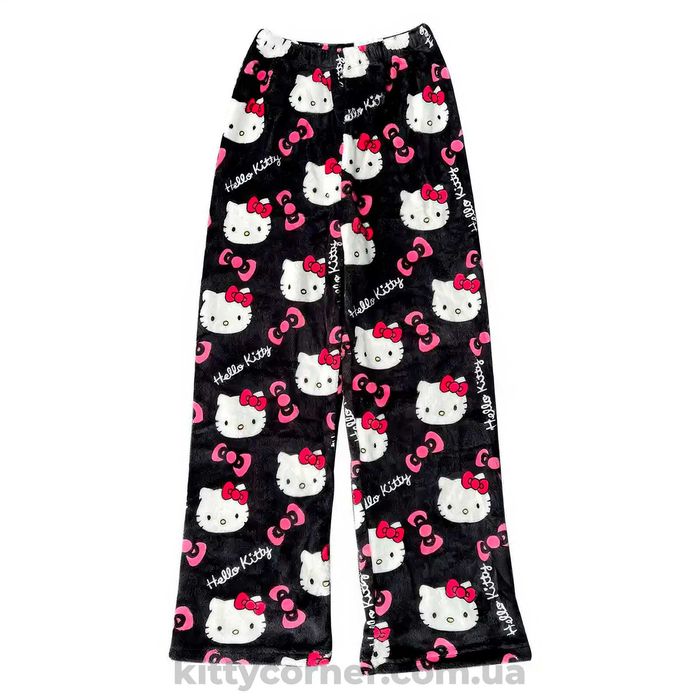 Штани hello kitty хелоу кітті/плюшеві/піжамні штани чорного кольору