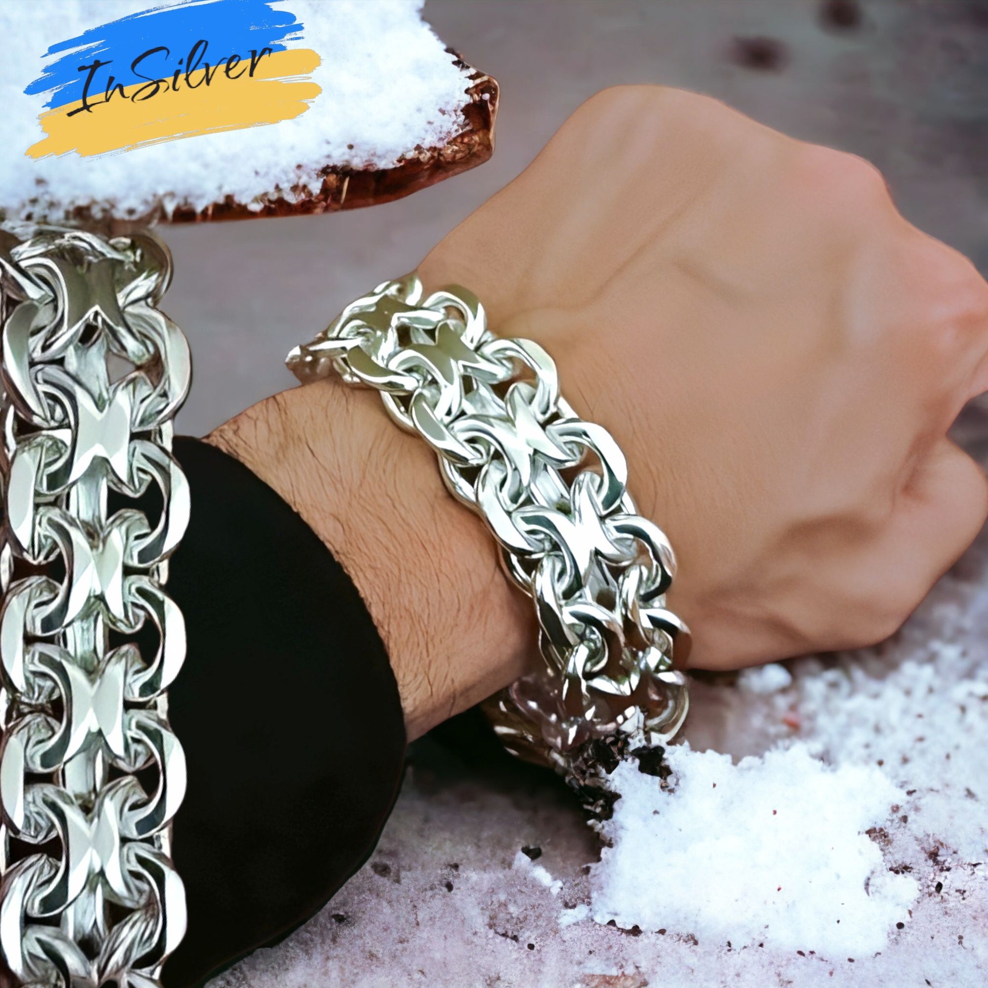 Срібний браслет 200г чоловічий, мужской серебряный браслет 925