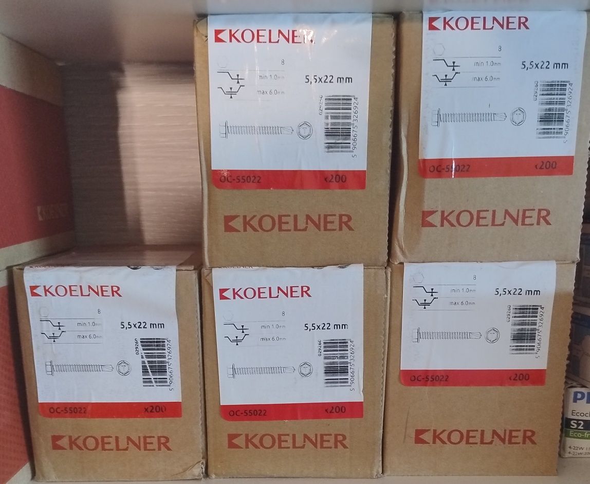 KOELNER Kołki szybkiego montażu 1000szt. Wkręty samowiercące 1000szt.