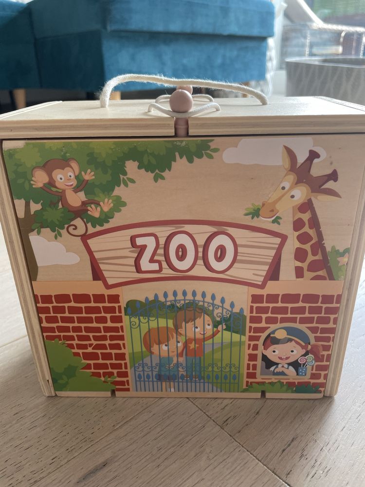 Drewniane zoo zwierzeta figurki zabawka edukacyjna