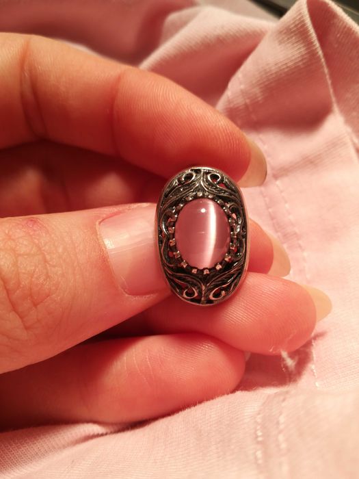 Серебряная серьга с розовым камнем ссср