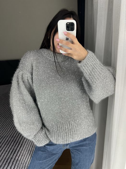 Розкішний H&M светр светрик кофта тепла під горло пуловер з люрексом