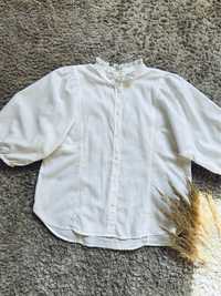 Льняная белая рубашка оверсайз блуза с обьемными рукавами сорочка льон