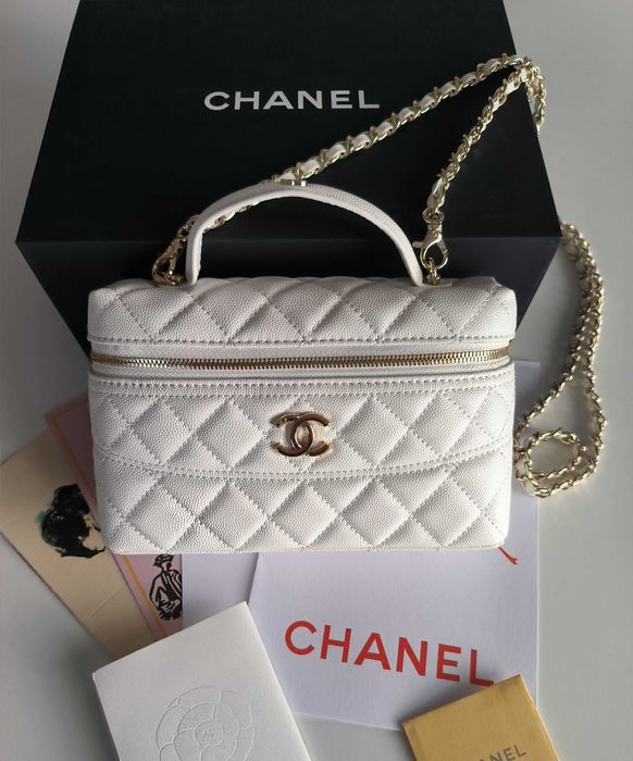 Kuferek Chanel Vanity Slim biały super stan oryginalny