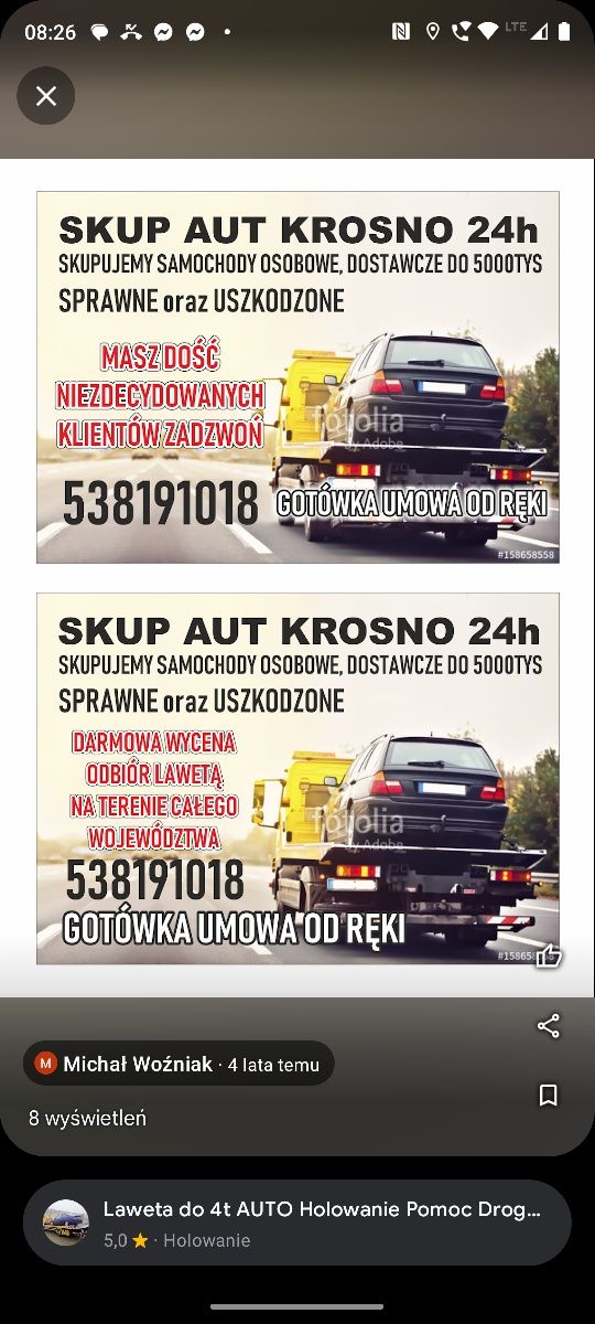 LAWETA Krosno transport holowanie pomoc drogowa