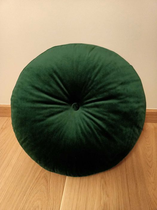 poduszka dekoracyjna okrągła butelkowa zieleń, nowa