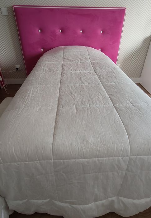 Cabeceira de cama+base rebatível+colchão