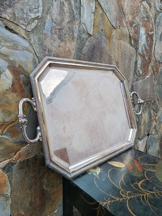 Tabuleiro de Aparato Casquinha Luís XV Séc XIX 47 cm Fora as Pegas