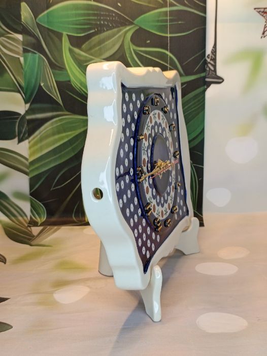 Zegar ceramiczny ścienny wiszący Bolesławiec ceramika Z.C. Bolesławiec