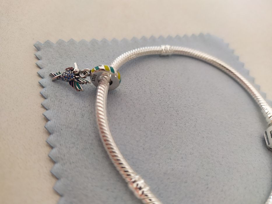 Charms koliber, NOWY S925, w kolorze, rajski ptak