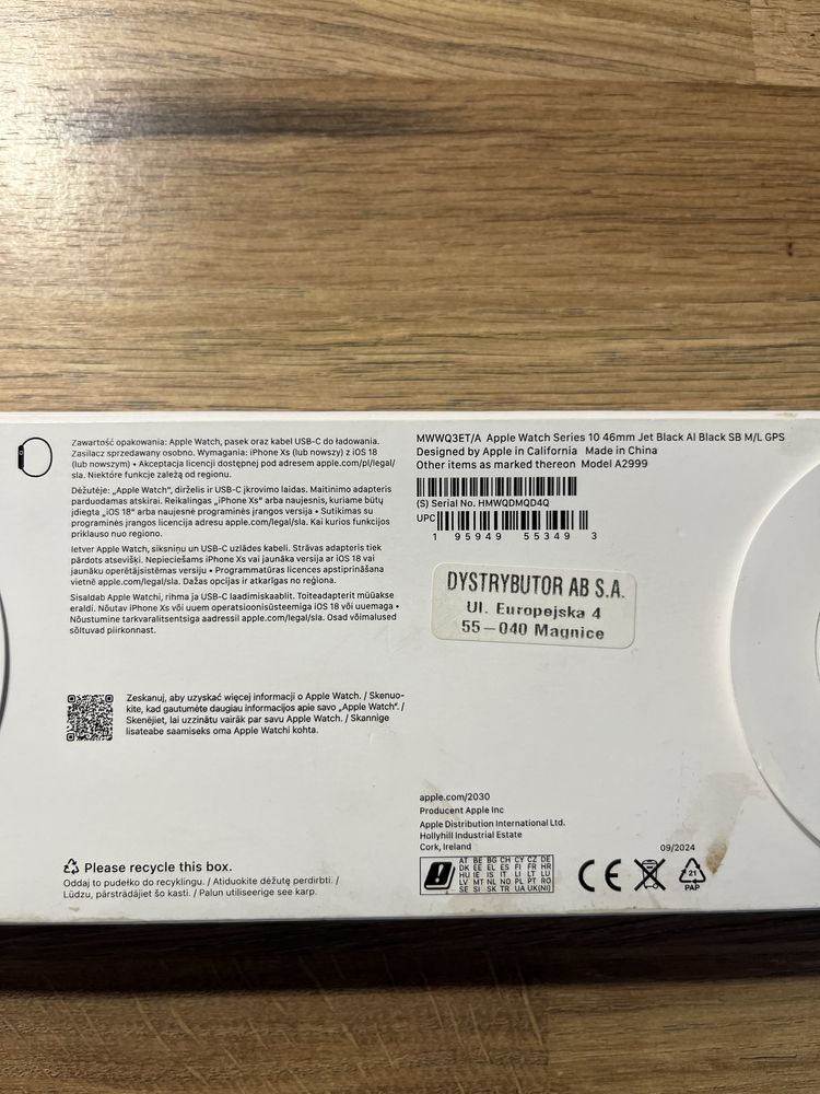 Apple watch 10 GPS 46 mm na gwarancji