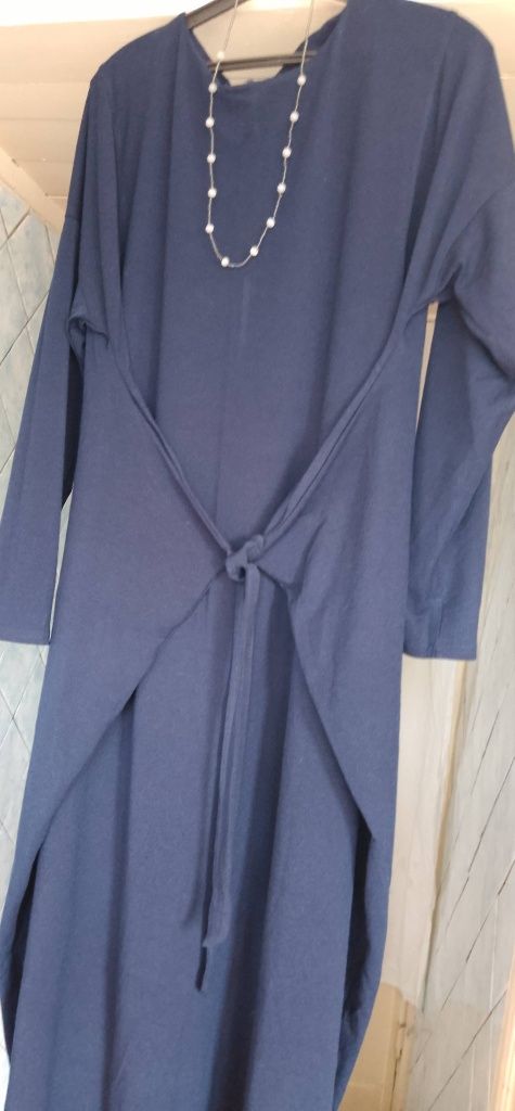 Нова довга  синя легка сукня бохо з намистом 58-62 р