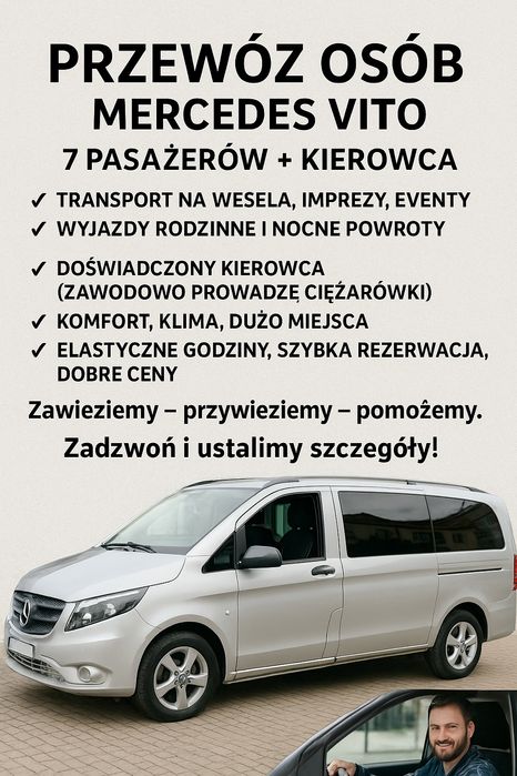 Usługi transportowe na i z imprez okolicznościowych o każdej porze.