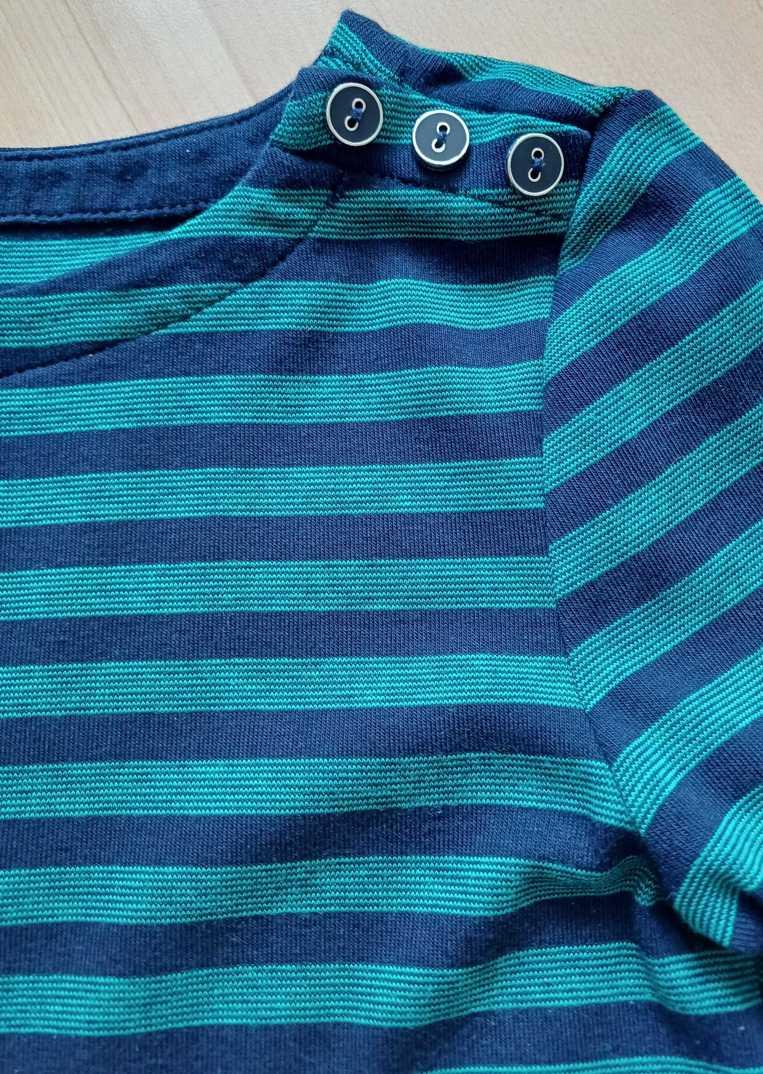 Bluzka damska sweter zielony w paski bawełna, elastan, 36/S