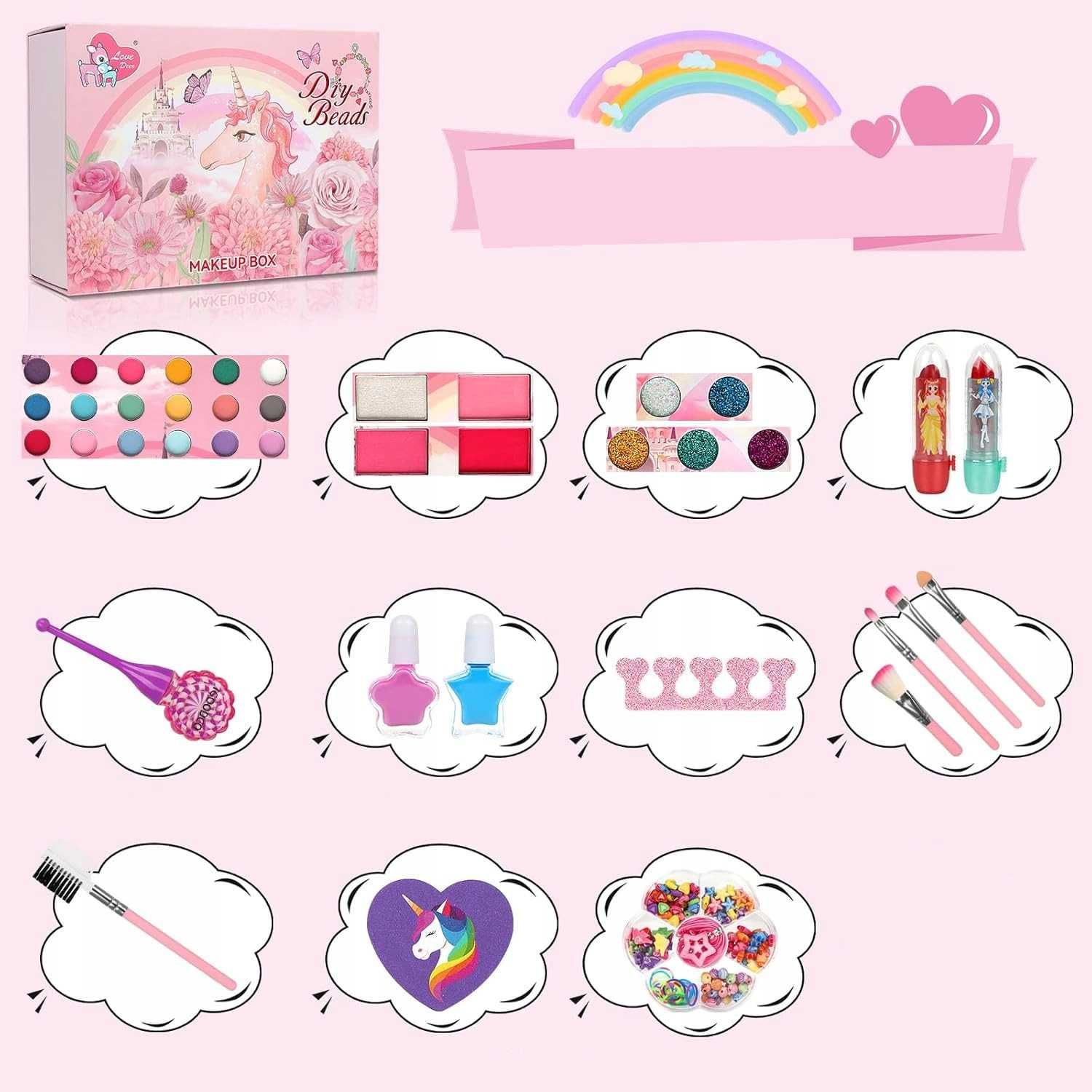 Zestaw do makijażu kosmetyki w kuferku makeup dla dzieci jednorożec
