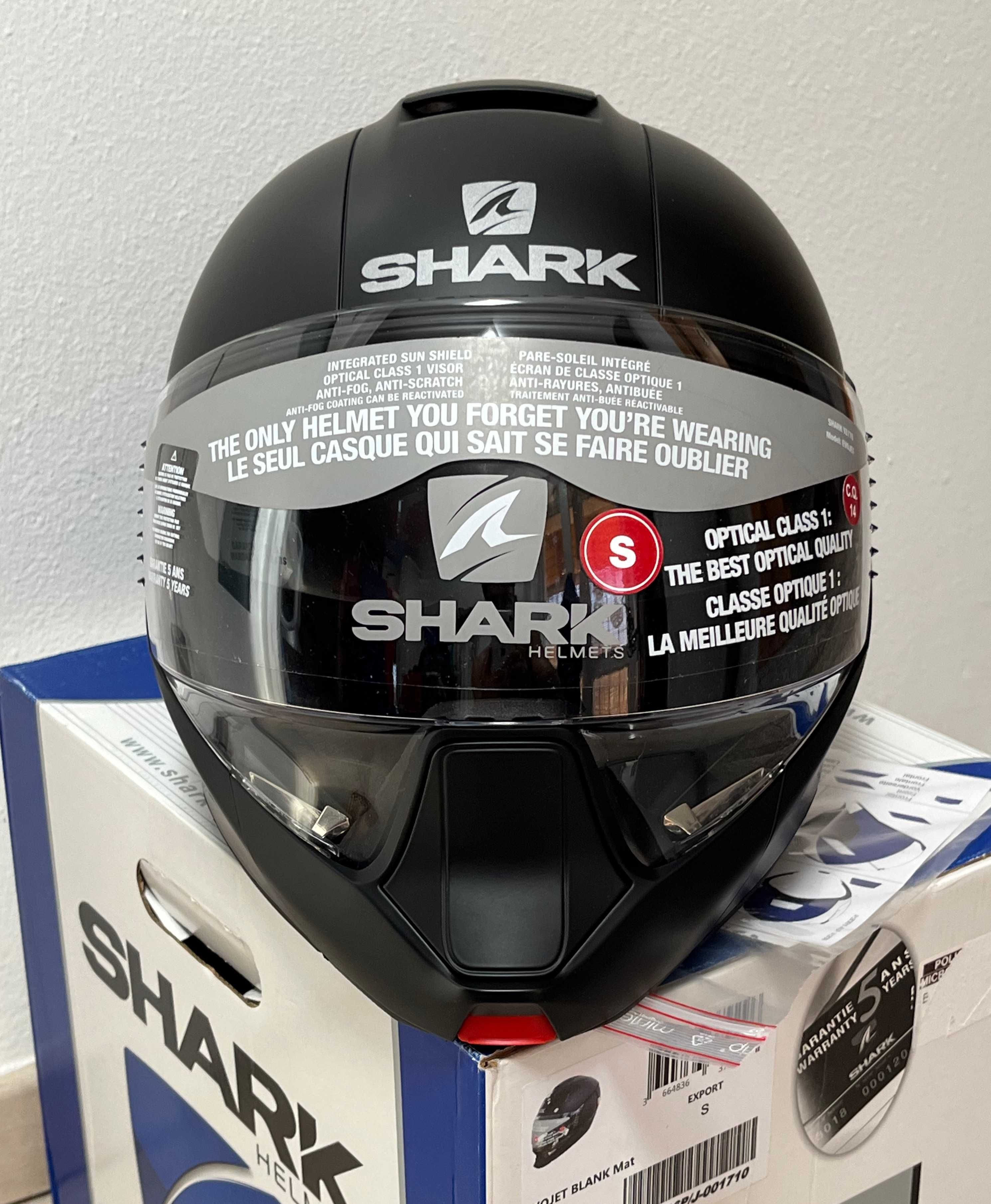 Capacete Modular/Jet NOVO Shark Evojet Matt Black,37% Desconto. Tam S