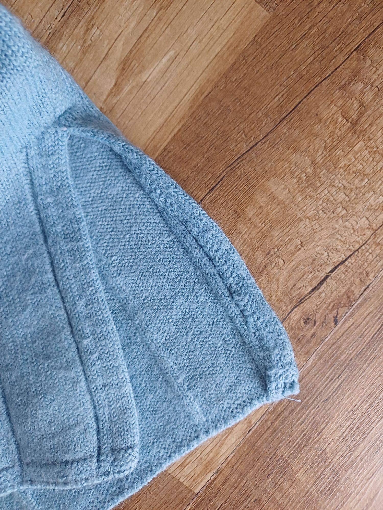 Sweter wełna merino XL niebieski damski 44 kardigan wełniany na guziki