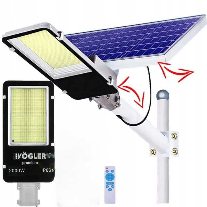 Mocna Lampa Solarna LED 2500W Czujnik Zmierzchu Uliczna Vogler Premium