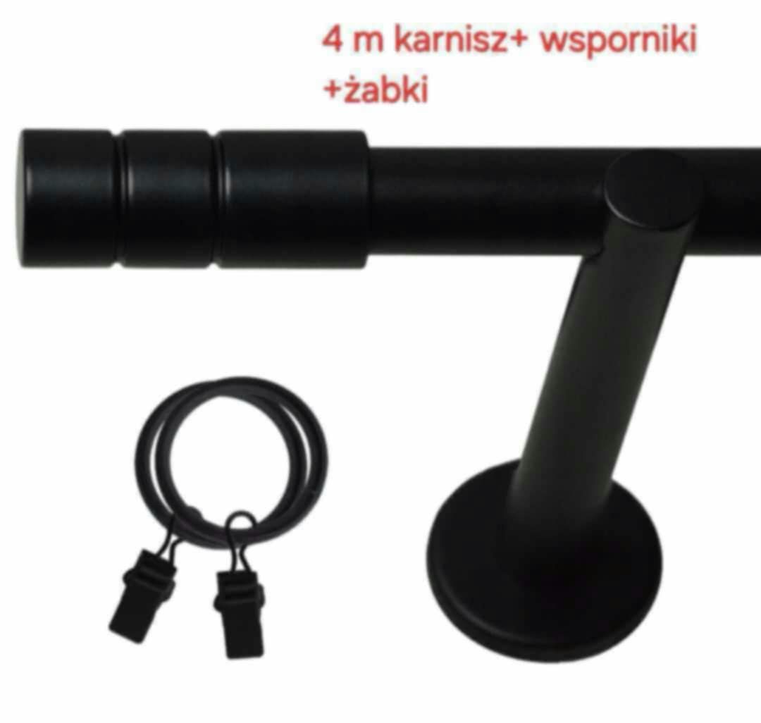 Karnisz 4m czarny mat gratis żabki i wsporniki. Stan idealny