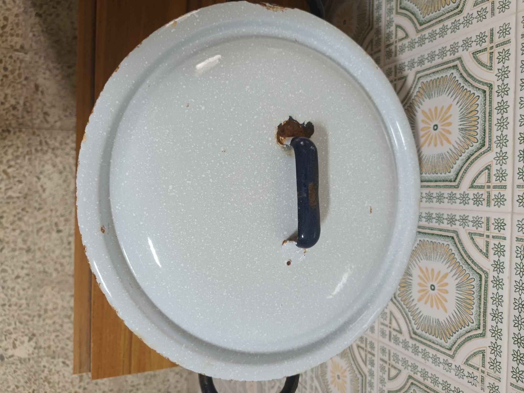 Uma panela e um tacho em esmalte