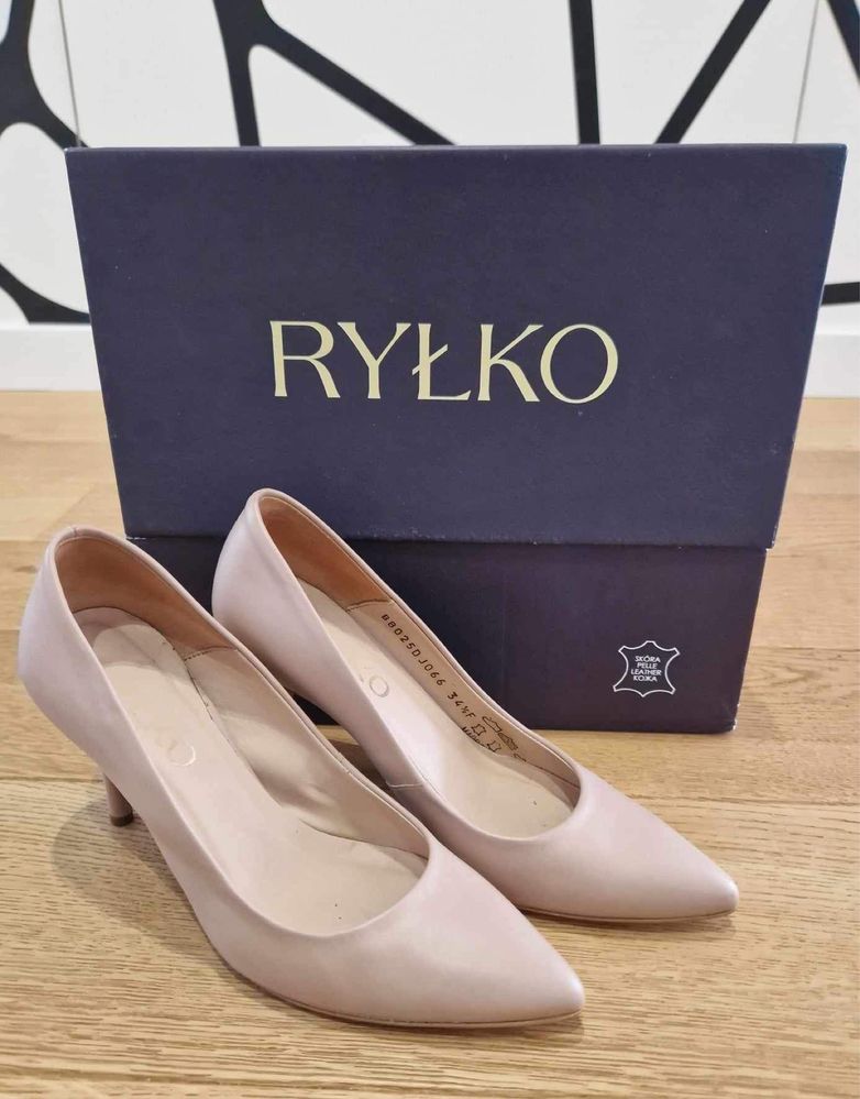 Beżowe skórzane czółenka RYŁKO r. 34.5