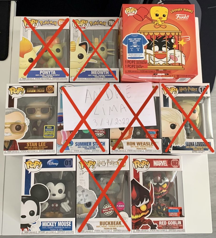 Funko Pop (Pokémon/Yu-Gi-Oh/Harry Potter/Marvel/Looney Tunes)