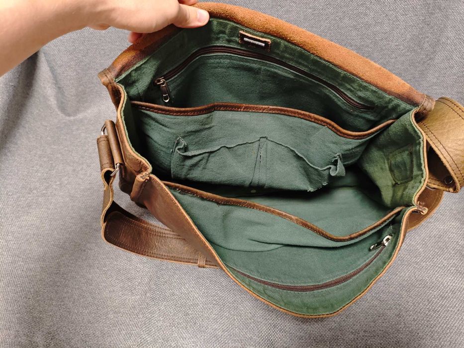 Stetson сумка шкіряна месенджер коричнева чоловіча велика портфель