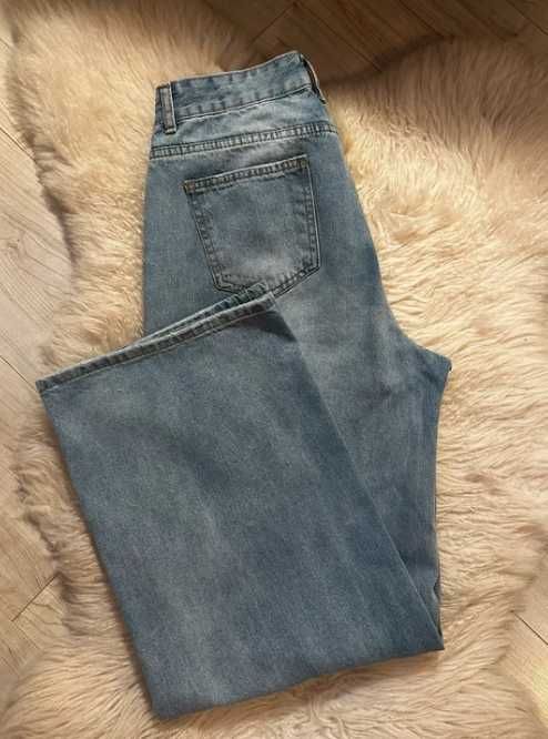 Spodnie damskie jeans z szerokimi nogawkami r.40