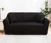 Capas de sofá ajustáveis, tecido extensível, preto [2 e 3 lugares]