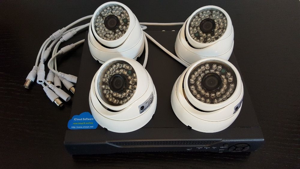 sistema video vigilancia 4 domes 1080 AHD + video gravador DVR hibrido