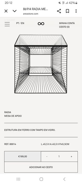 Mesa apoio/lateral radiant AREA STORE