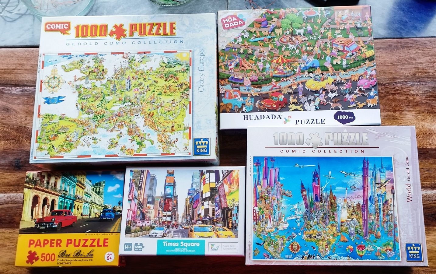 Conjunto de 5 puzzles de 1000 peças