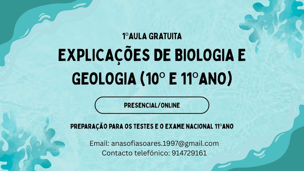 Explicações de Biologia e Geologia – Ensino Secundário (10º e 11ºano)