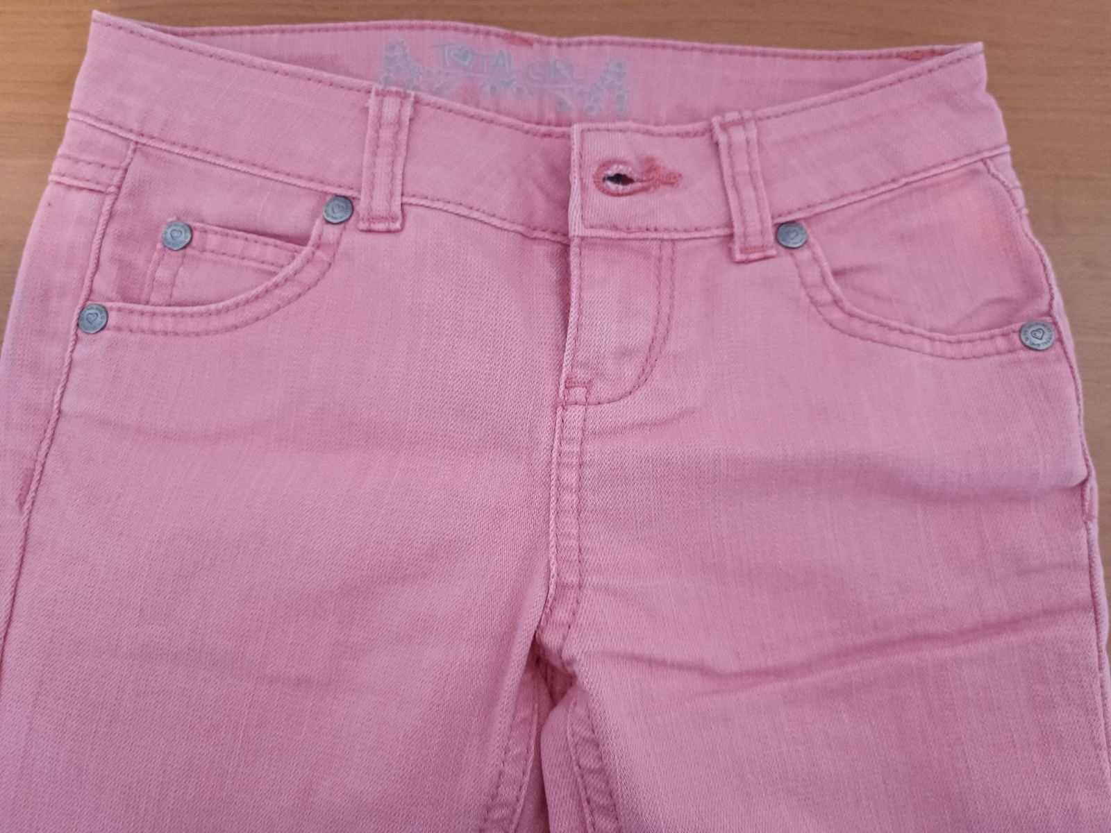 Różowe Spodnie Długie Jeansy Dżinsy Dziewczęce