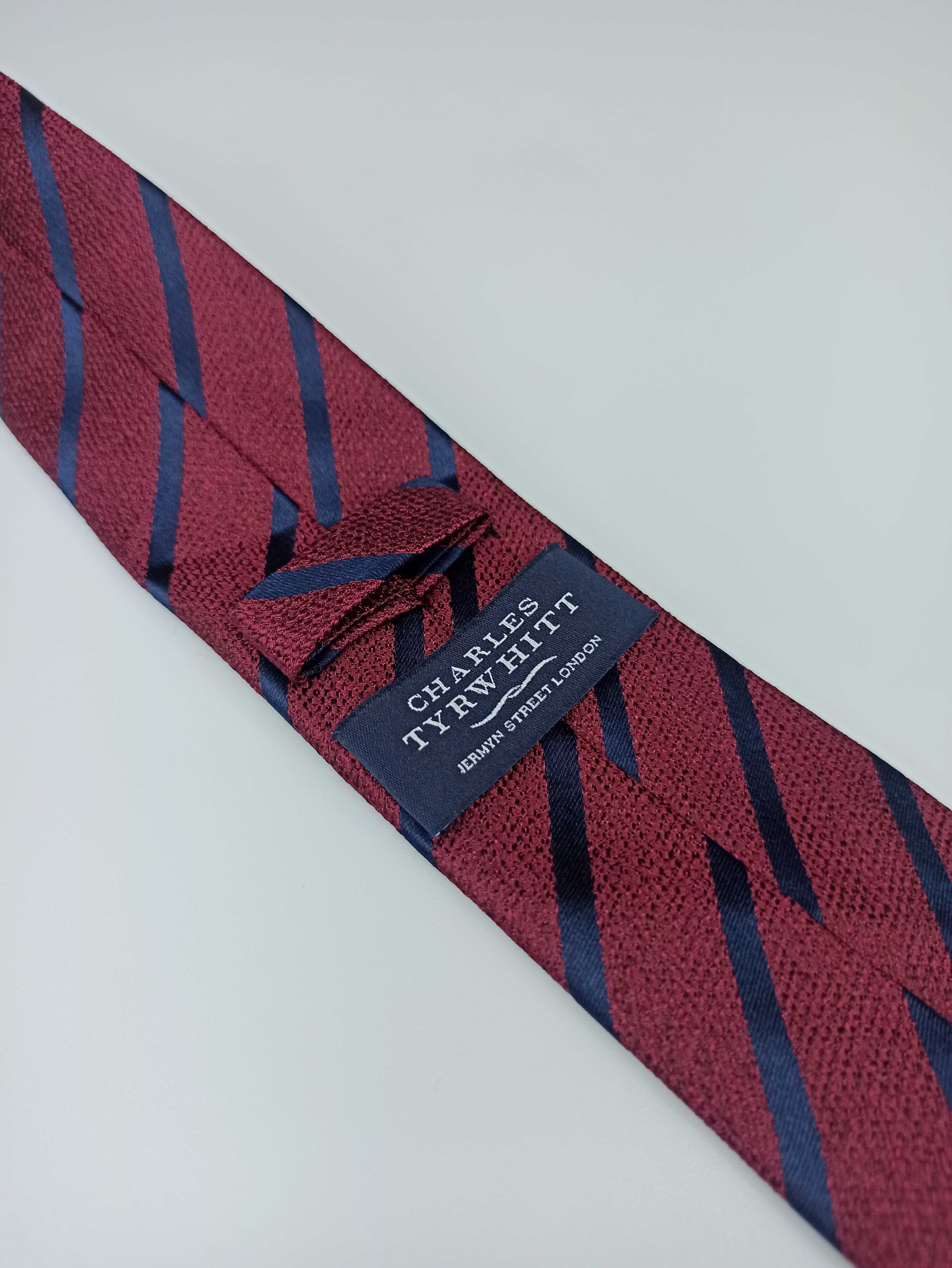 Charles Tyrwhitt bordowy jedwabny krawat w paski klubowy wa50