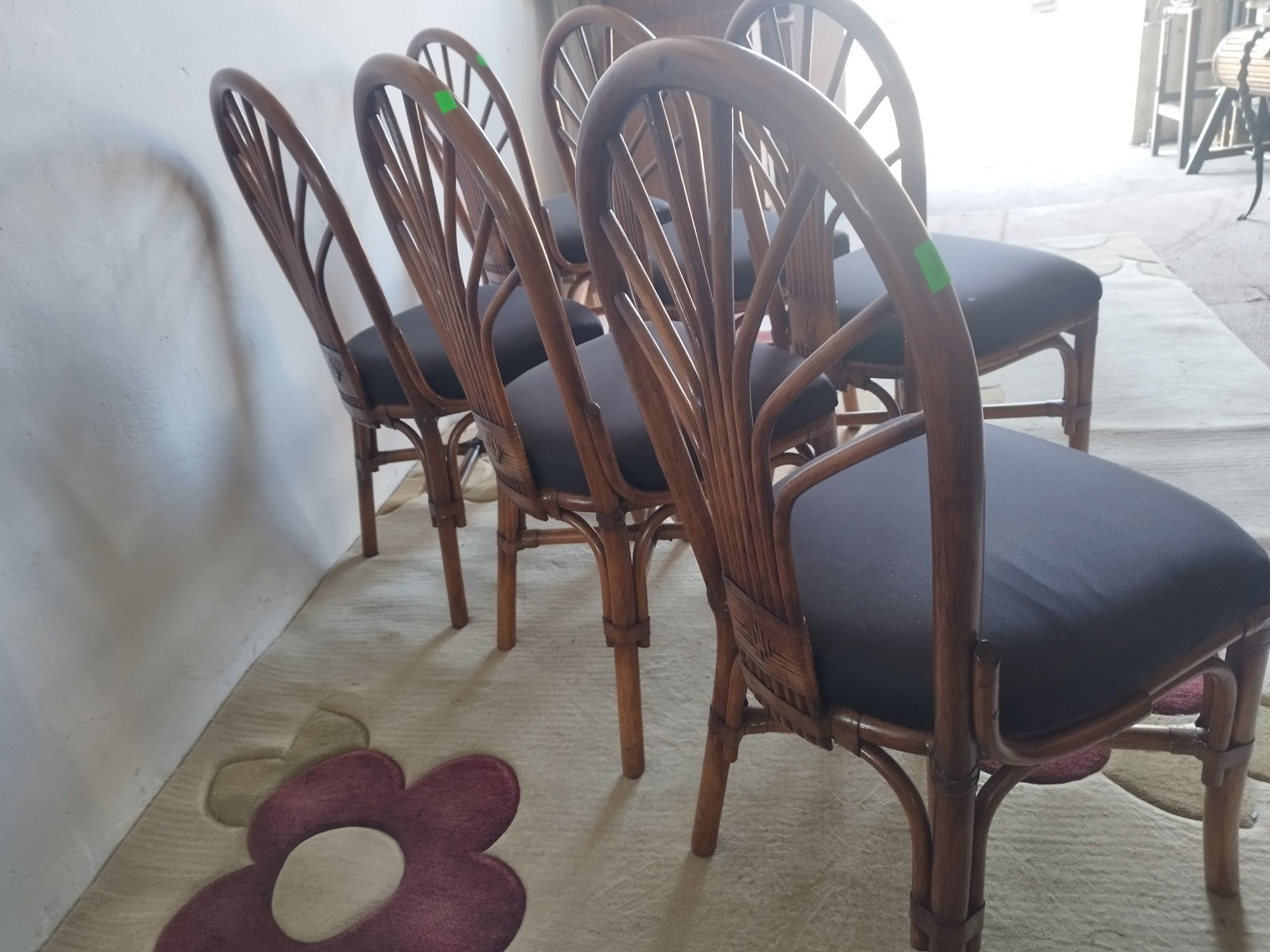krzesła rattanowe VINTAGE 6 sztuk kuchenne tarasowe