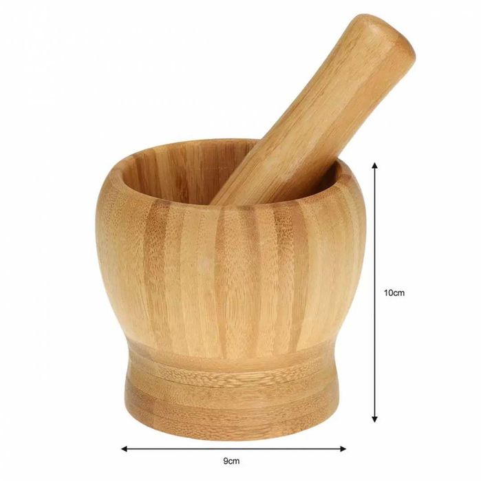Kuchenny moździerz bambusowy 9cm Kinghoff tłuczek młotek do ucierania