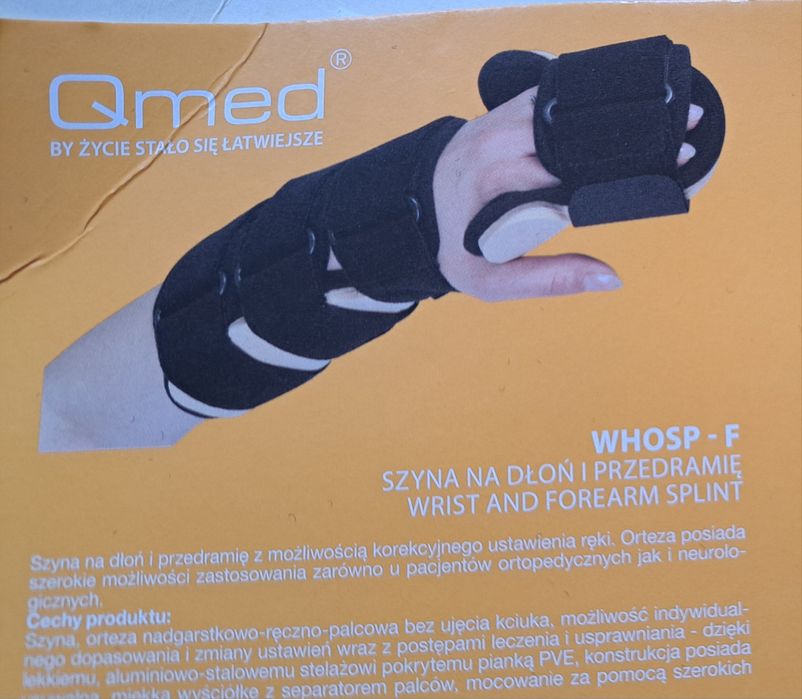 Szyna na dłoń i przedramię Qmed roz. S nowa
