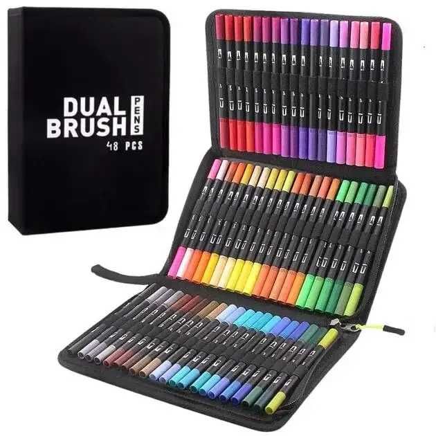 Набор акварельных двусторонних маркеров для рисования 48 штук в сумке