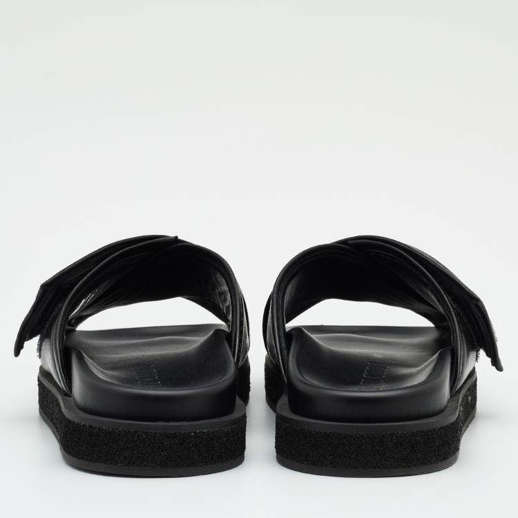 Тапки jimmy choo black leather joel slide sandals