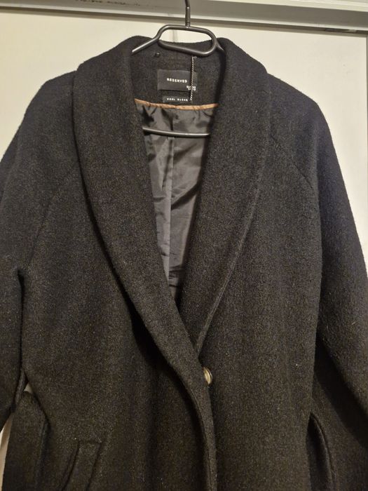 Płaszcz Reserved L 40 czarny z wełną