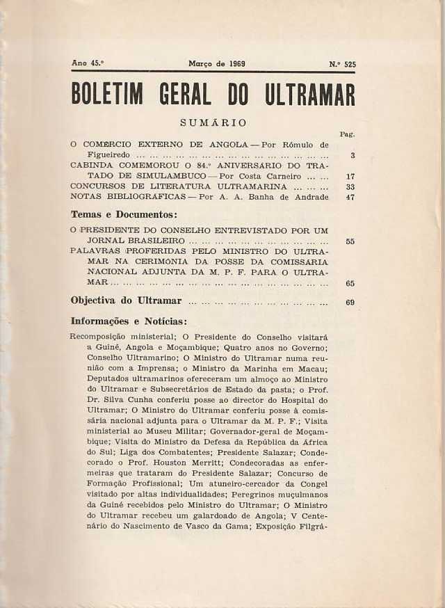 Boletim Geral do Ultramar – Nº 525 – Março 1969-Agência-Geral Ultramar