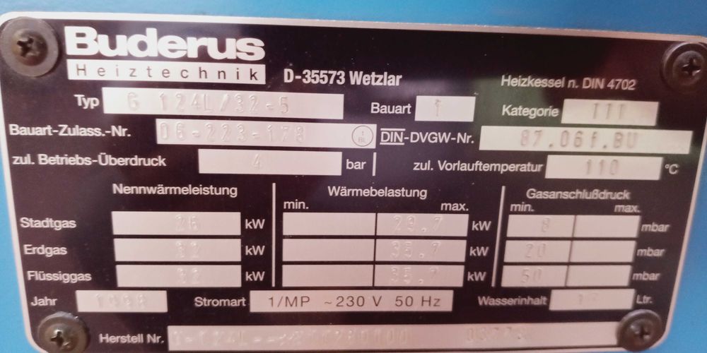Piec CO Buderus dwufunkcyjny stan bardzo dobry Model D-35573 Wetzlar