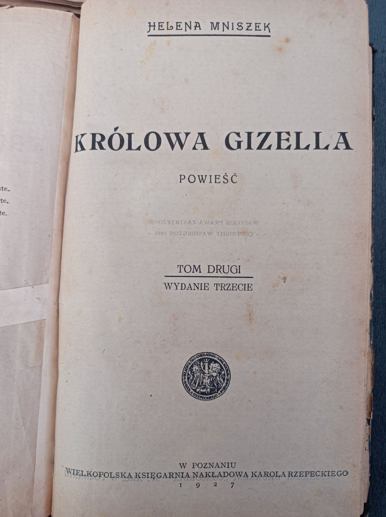 Książki Królowa Gizela tom pierwszy i drugi z roku 1927