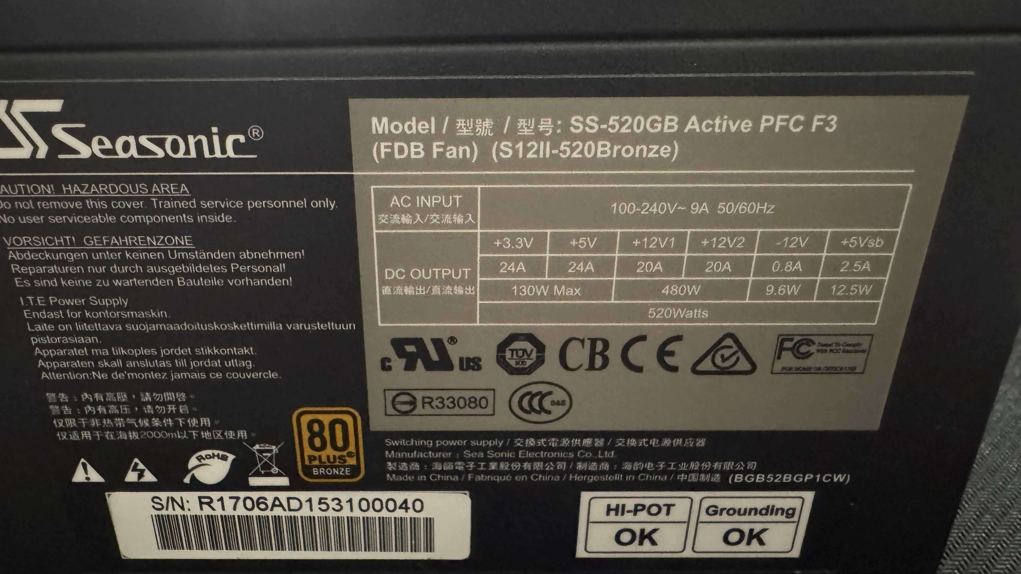 Fonte Alimentação Seasonic 520W